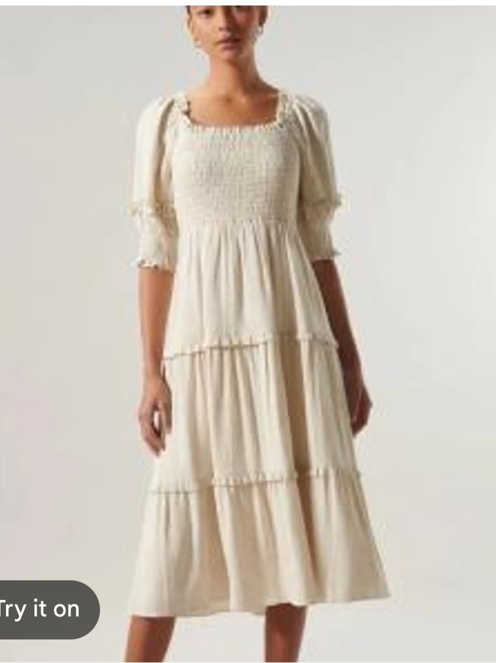SugarLips linen puff sleeve cream dress XS